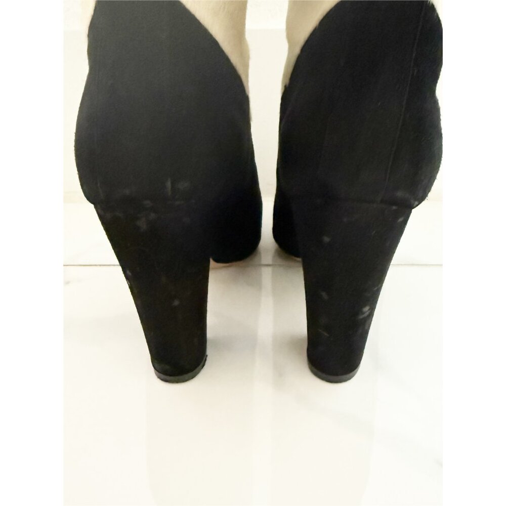 NICHOLAS KIRKWOOD size 38 white pony hide & black suede Tall Boots - Picture 6 of 10